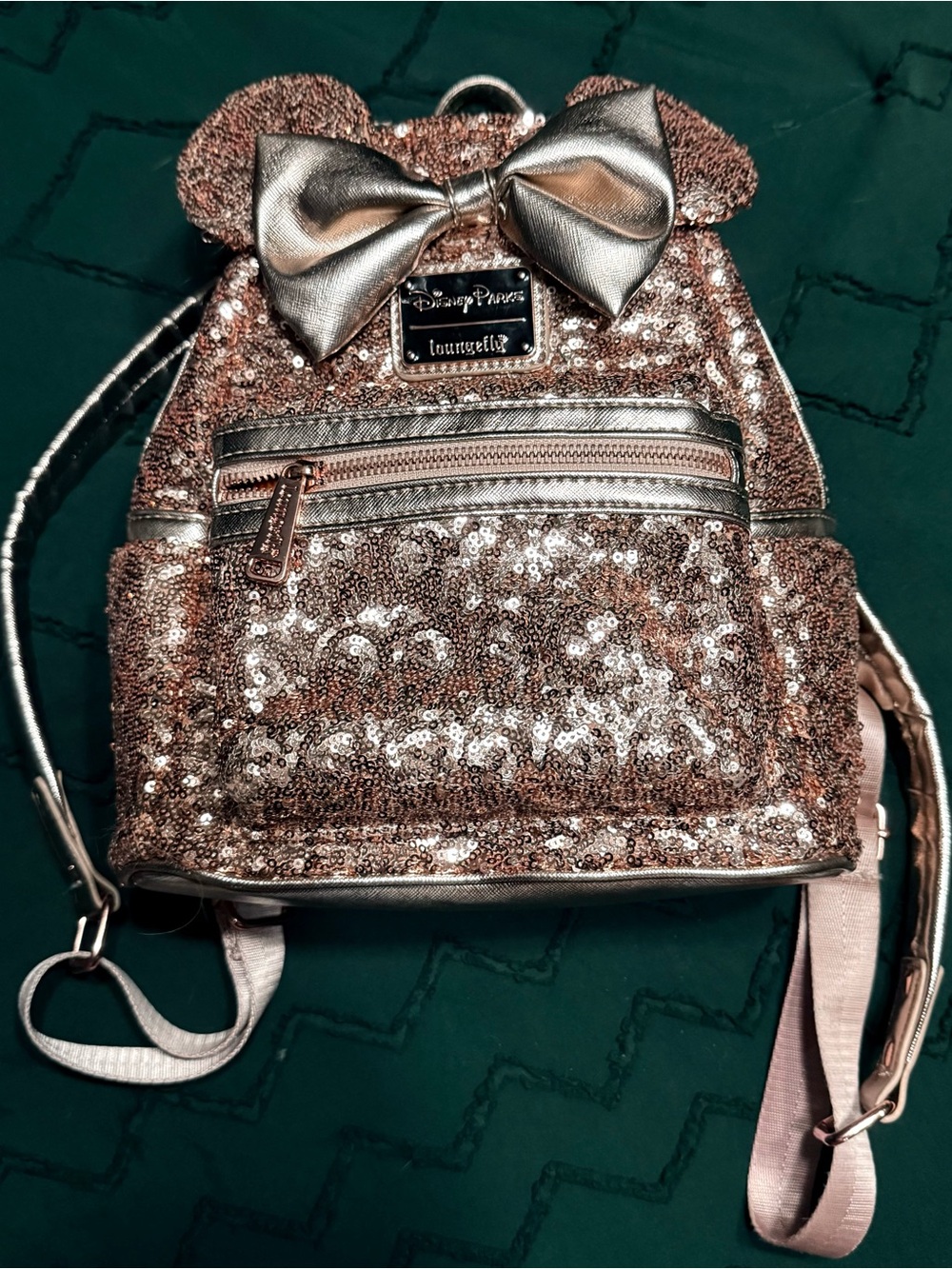 Loungefly Disney Parks Rose Gold Sequin Mini Backpack